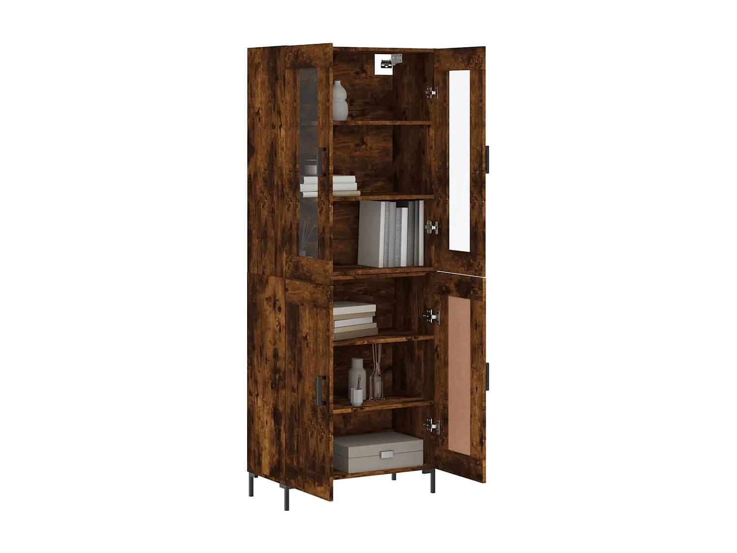 Buffet haut Chêne fumé 69,5x34x180 cm Bois d'ingénierie