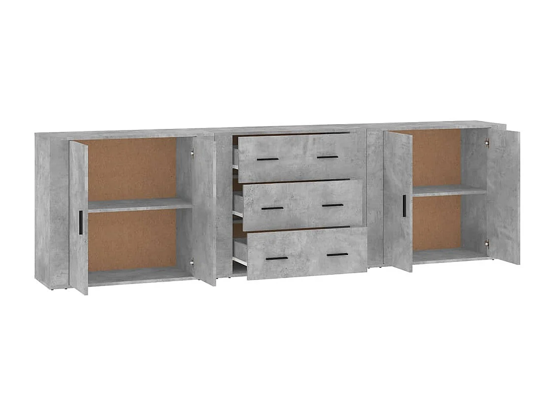 Aparadores 3 piezas madera contrachapada gris cemento