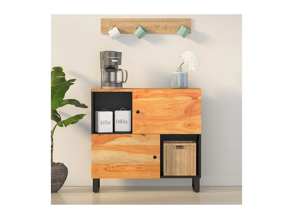 Buffet avec 2 portes 80x33x75 cm bois massif d'acacia