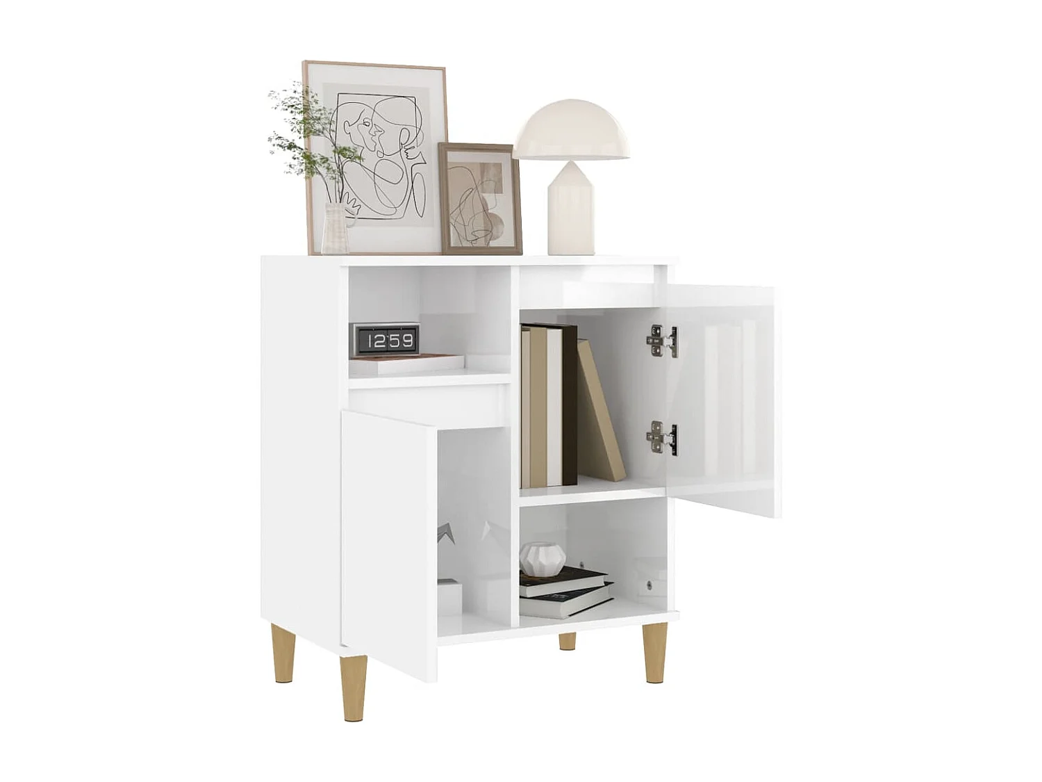 Aparador 60x35x70 cm derivados de madeira branco brilhante