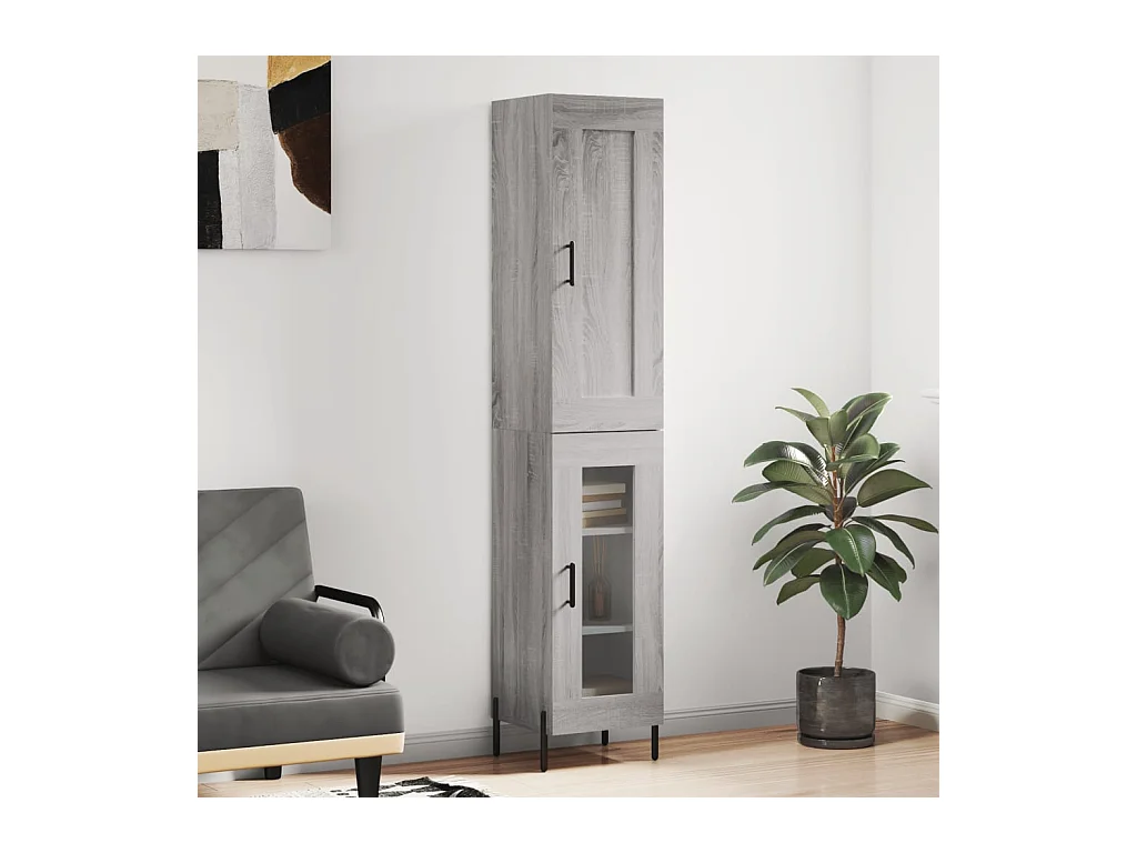 Buffet haut Sonoma gris 34,5x34x180 cm Bois d'ingénierie