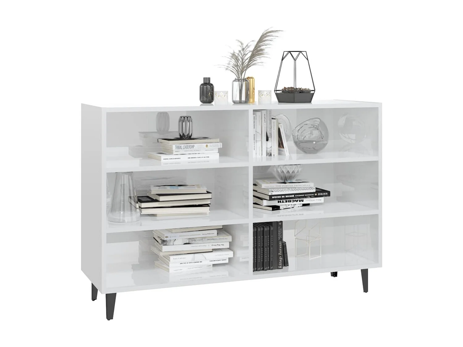 Buffet Blanc brillant 103,5x35x70 cm Aggloméré