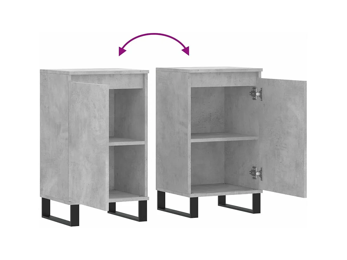 Buffets 2 pièces gris béton 40x35x70 cm bois d'ingénierie