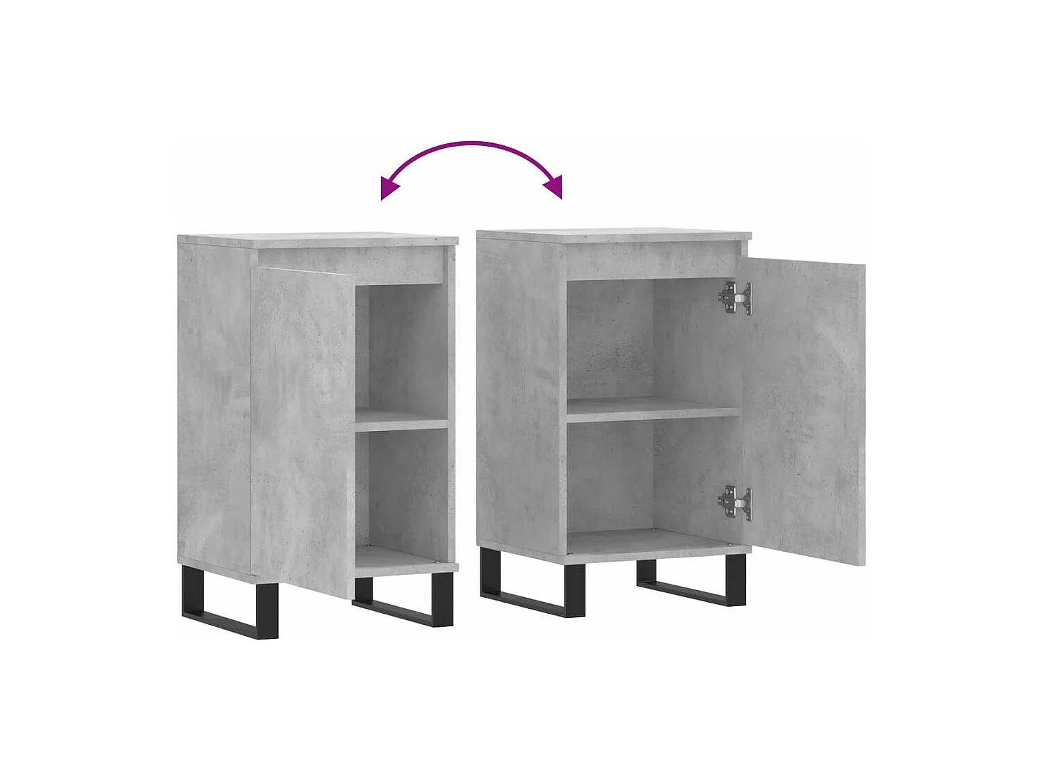 Buffets 2 pièces gris béton 40x35x70 cm bois d'ingénierie