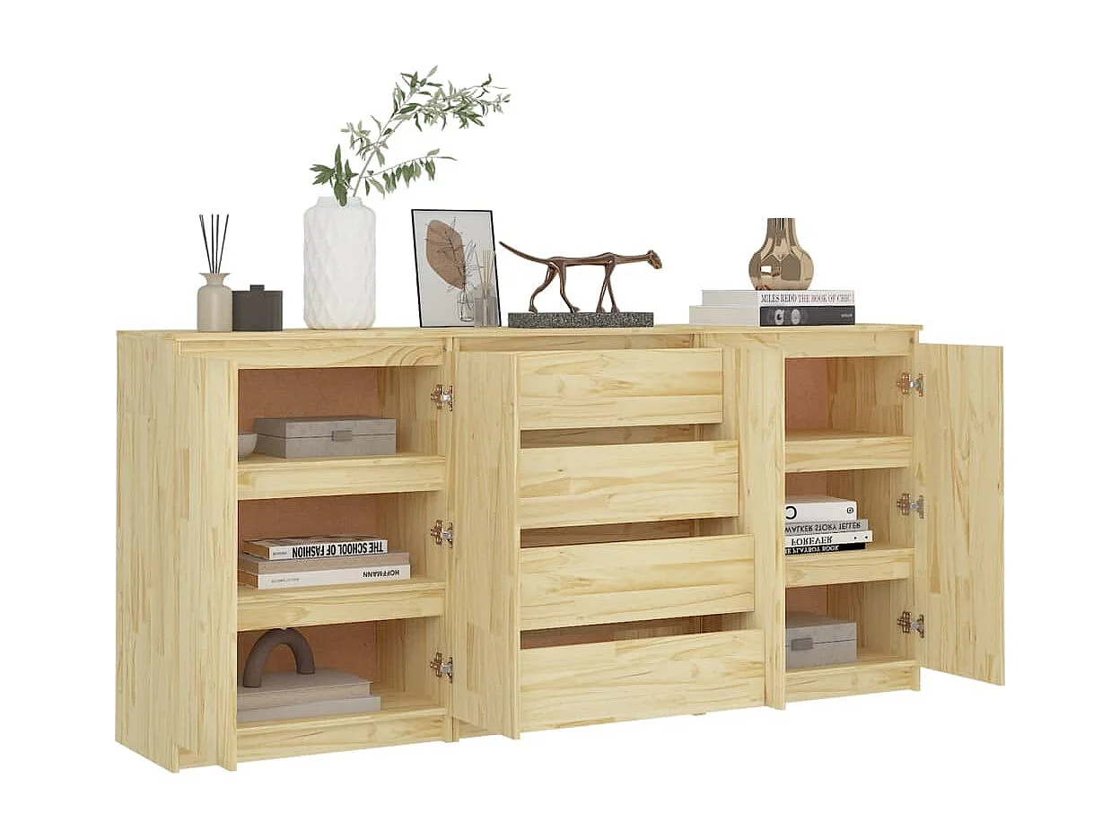 Armoires latérales 3 pièces Bois de pin massif