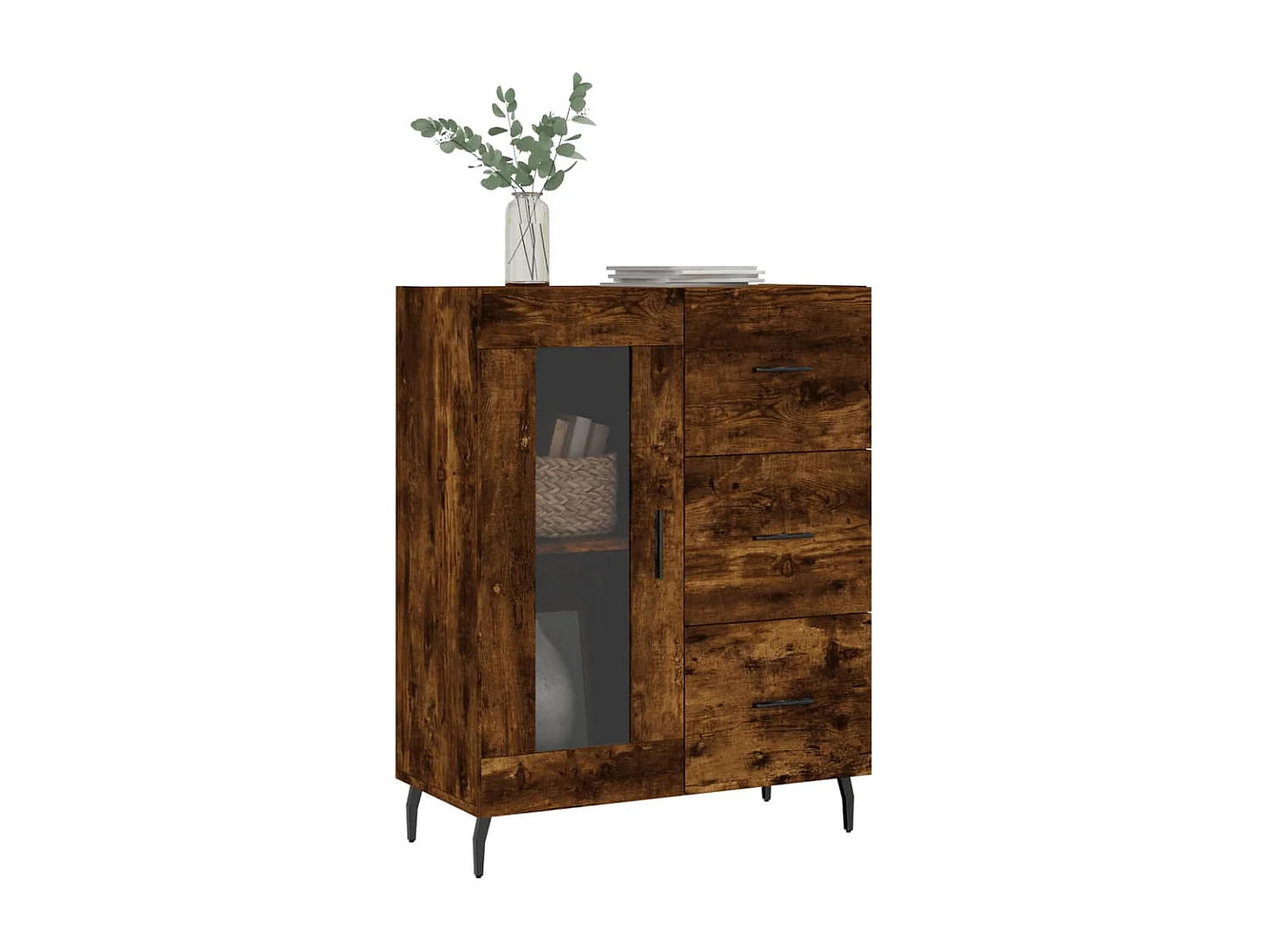 Buffet chêne fumé 69,5x34x90 cm bois d'ingénierie