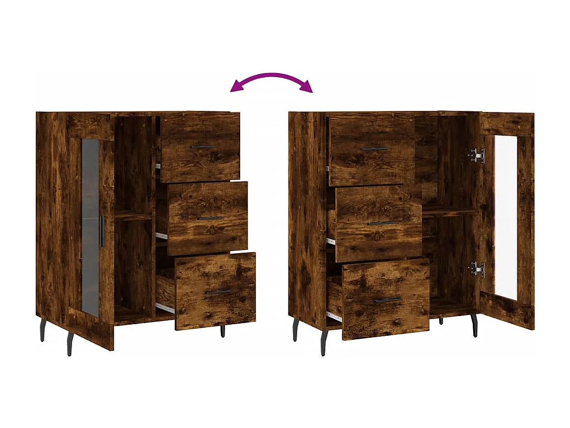 Buffet chêne fumé 69,5x34x90 cm bois d'ingénierie