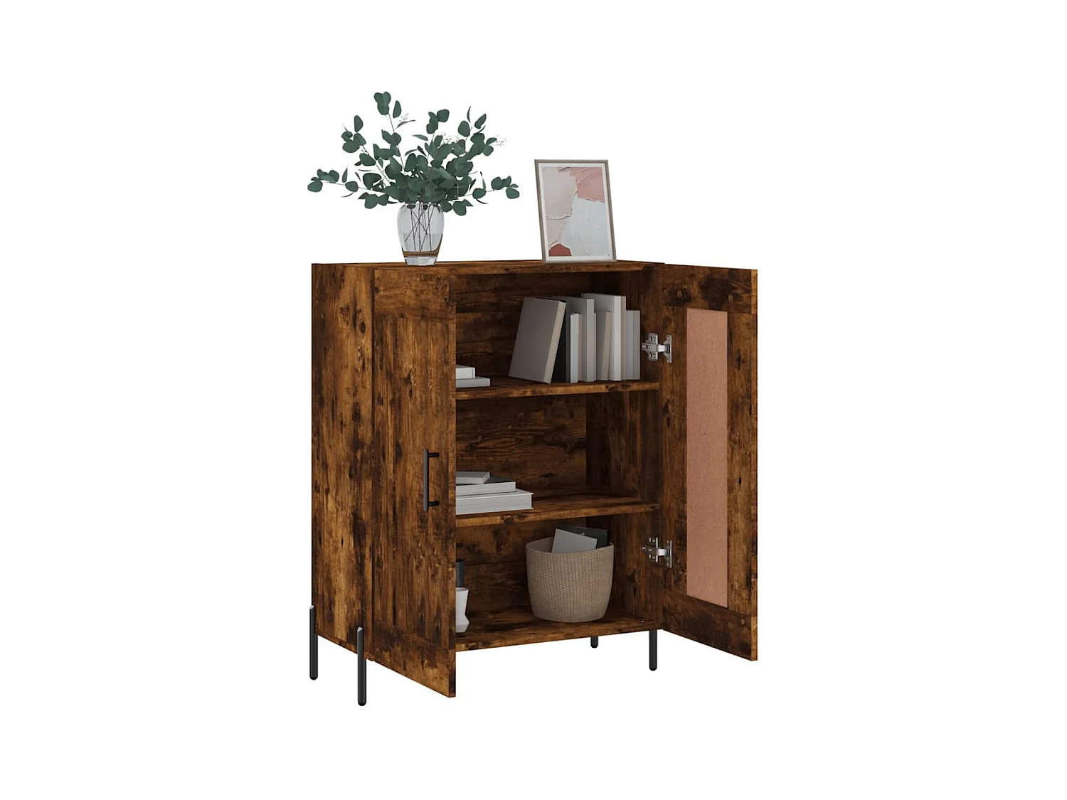 Buffet chêne fumé 69,5x34x90 cm bois d'ingénierie