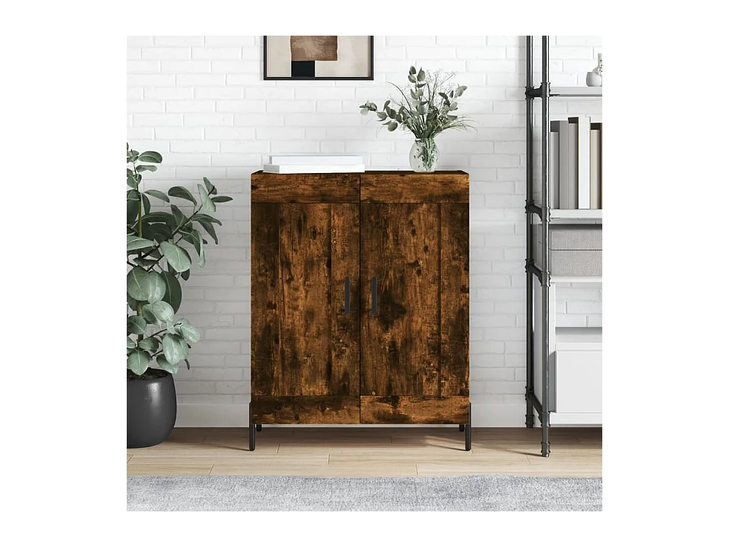 Buffet chêne fumé 69,5x34x90 cm bois d'ingénierie