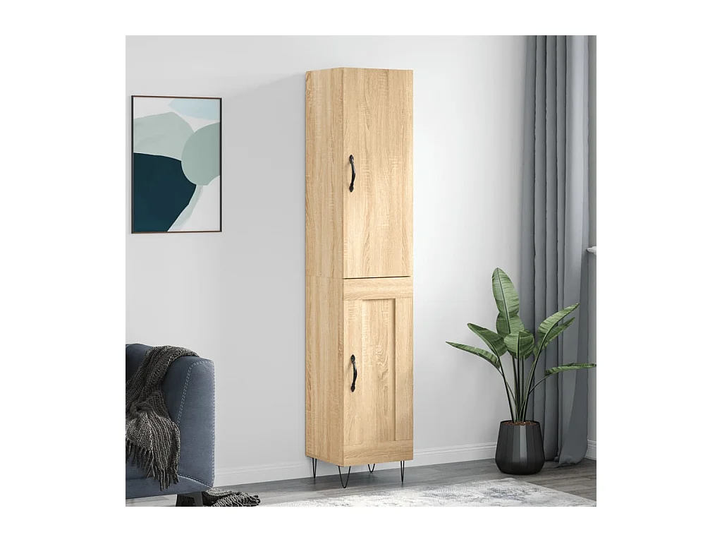 Hoge kast 34,5x34x180 cm bewerkt hout sonoma eikenkleurig