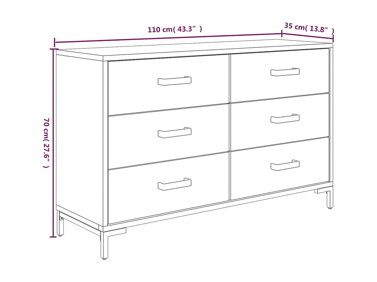 Buffet Marron 110x35x70 cm Bois de pin massif