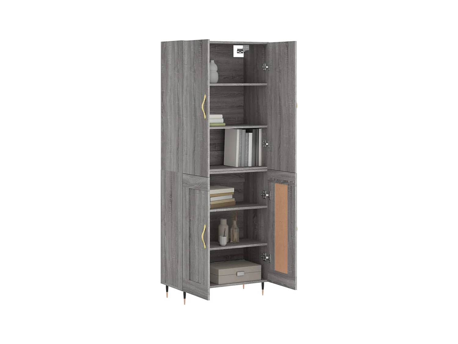 Hoge kast 69,5x34x180 cm bewerkt hout grijs sonoma eikenkleurig