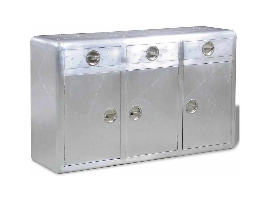 Buffet avec 3 tiroirs Style vintage Aluminium
