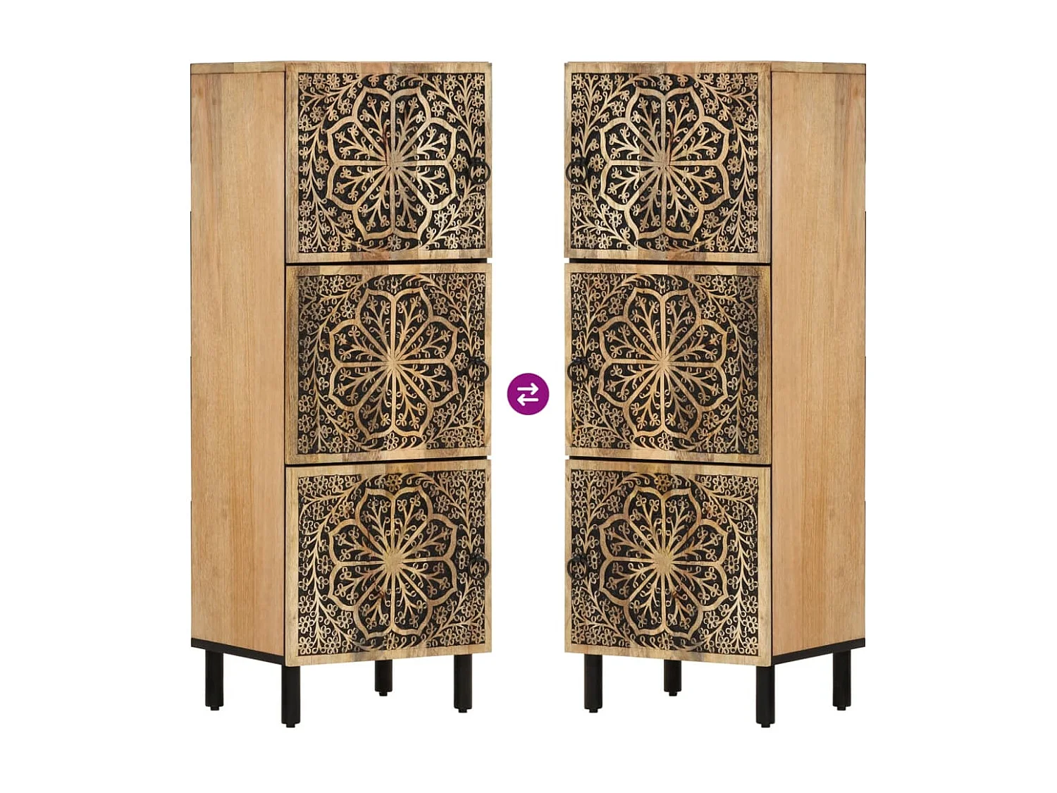 Armoire latérale 40x33x110 cm bois massif de manguier