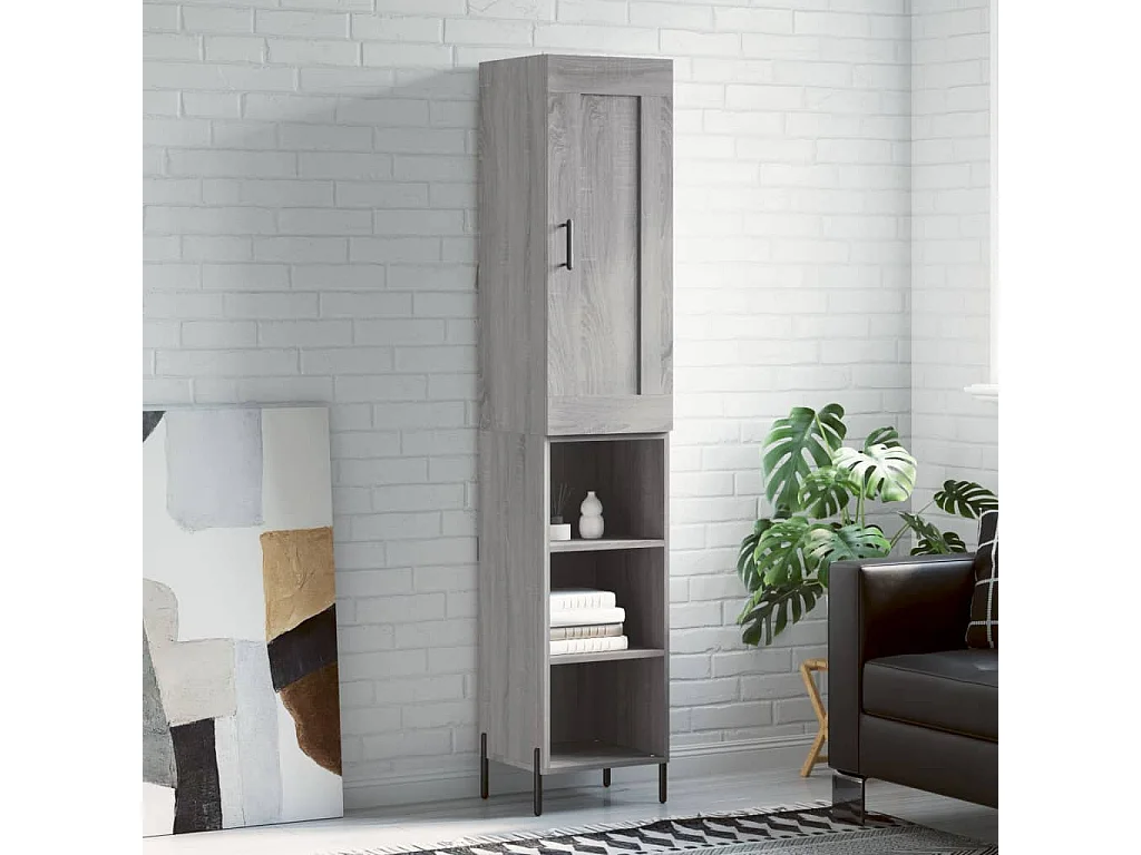 Buffet haut Sonoma gris 34,5x34x180 cm Bois d'ingénierie