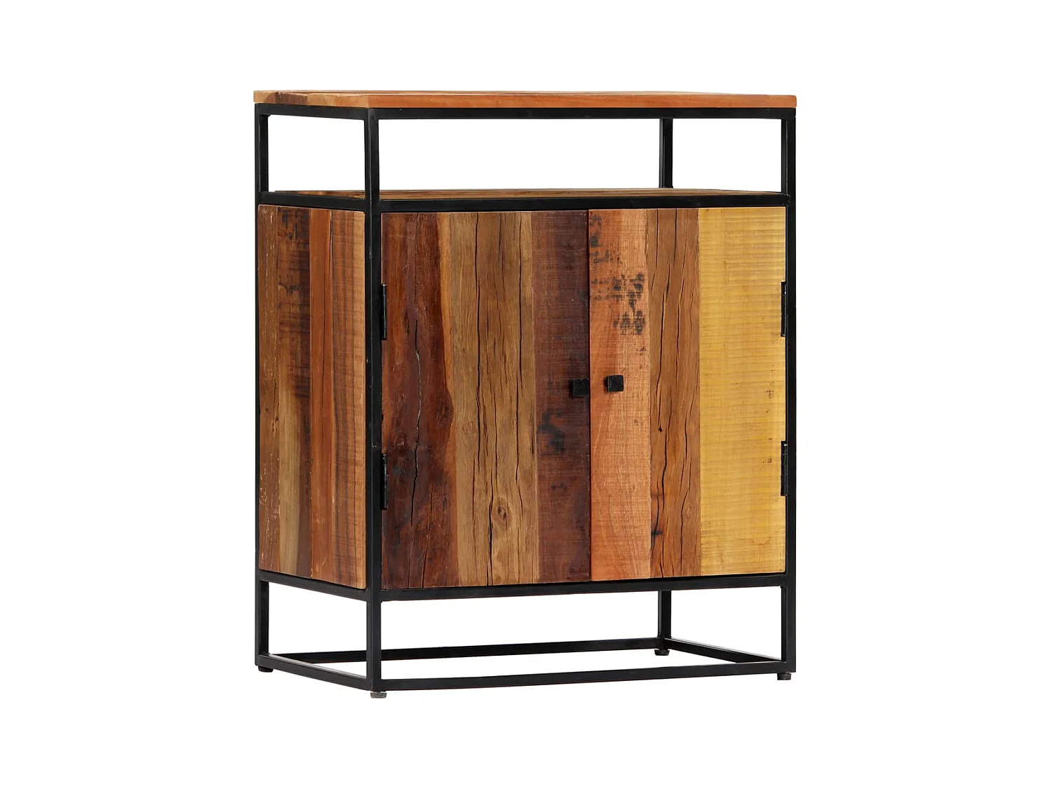 Aparador de madera maciza reciclada y acero 60x35x76 cm
