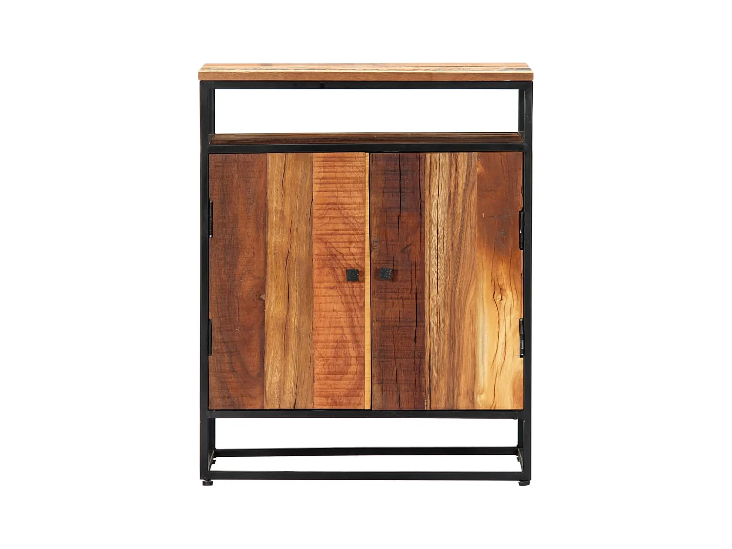 Aparador de madera maciza reciclada y acero 60x35x76 cm