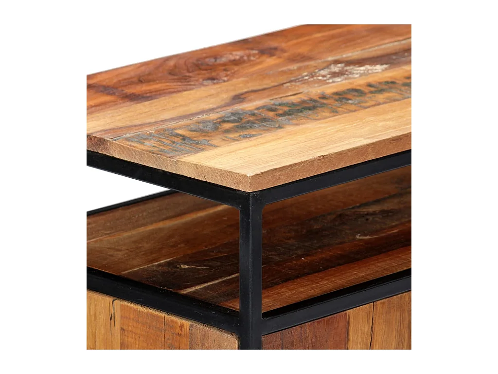 Aparador de madera maciza reciclada y acero 60x35x76 cm