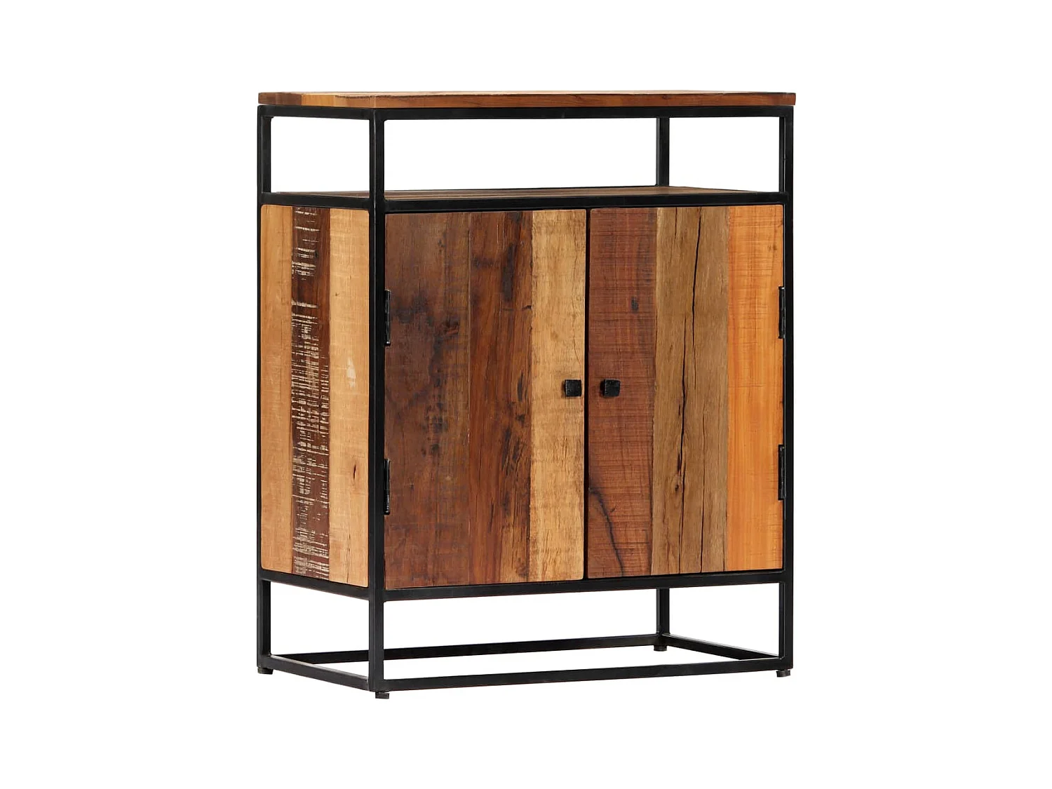 Aparador de madera maciza reciclada y acero 60x35x76 cm