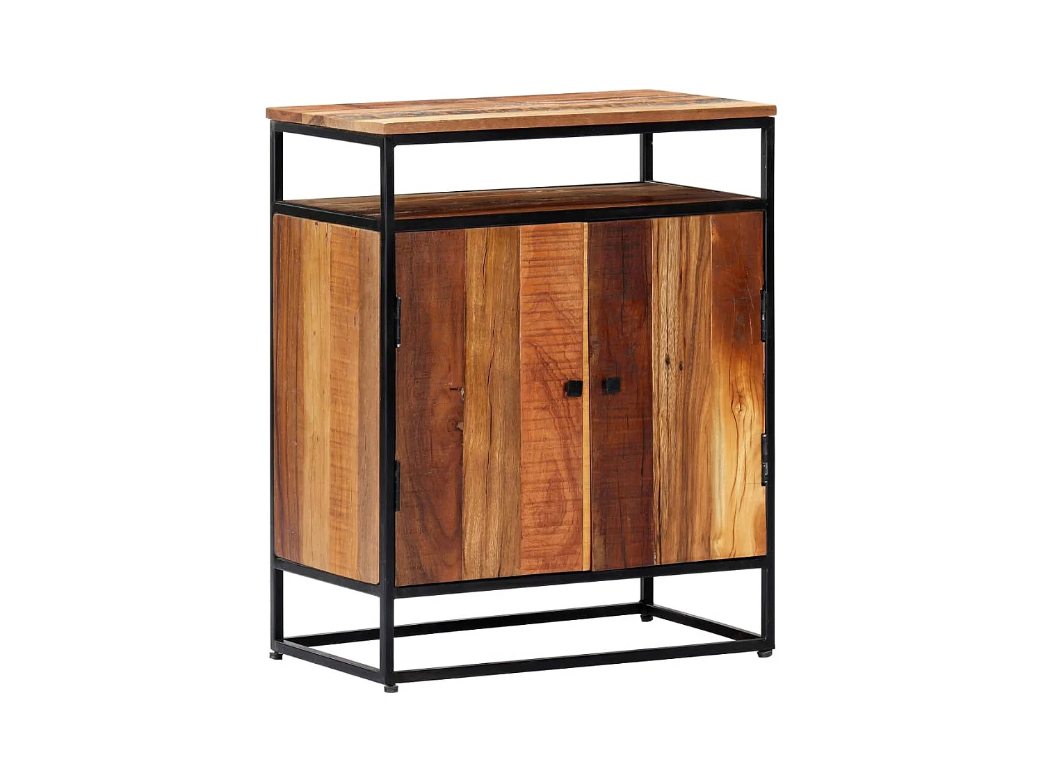 Aparador de madera maciza reciclada y acero 60x35x76 cm
