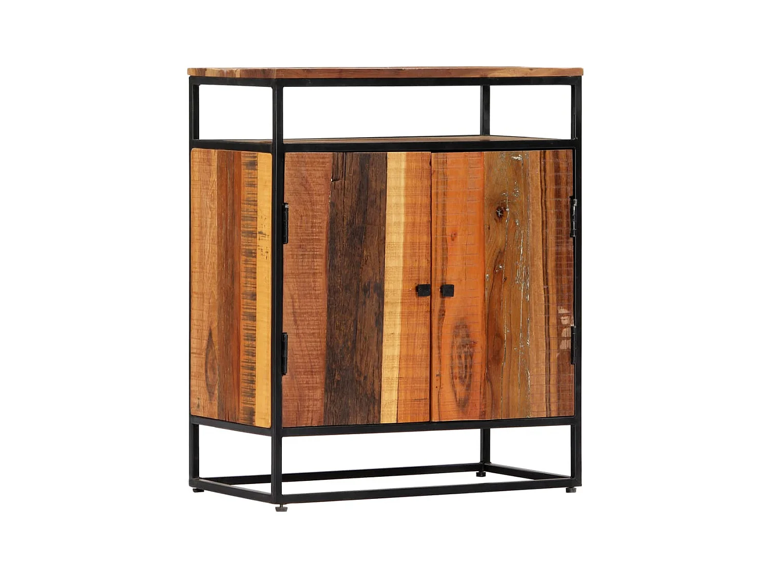 Aparador de madera maciza reciclada y acero 60x35x76 cm