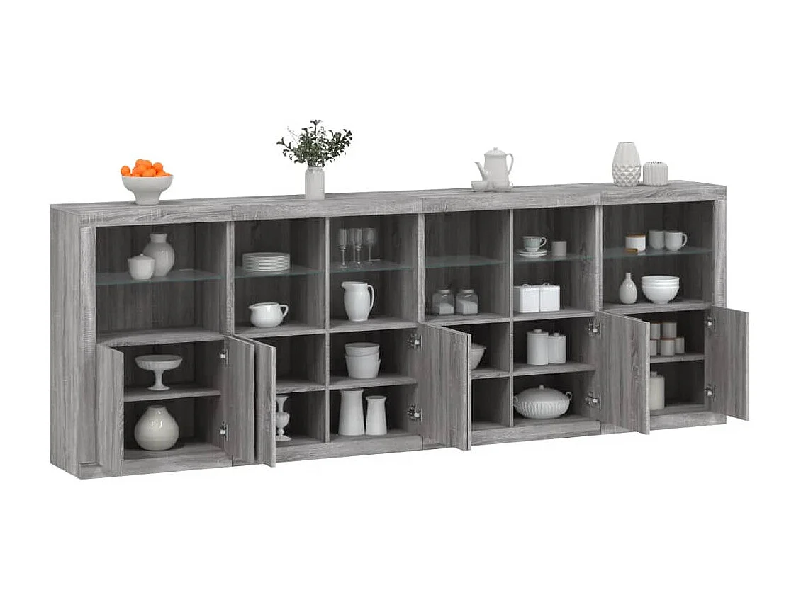 Aparador com luzes LED 283x37x100 cm cinzento sonoma