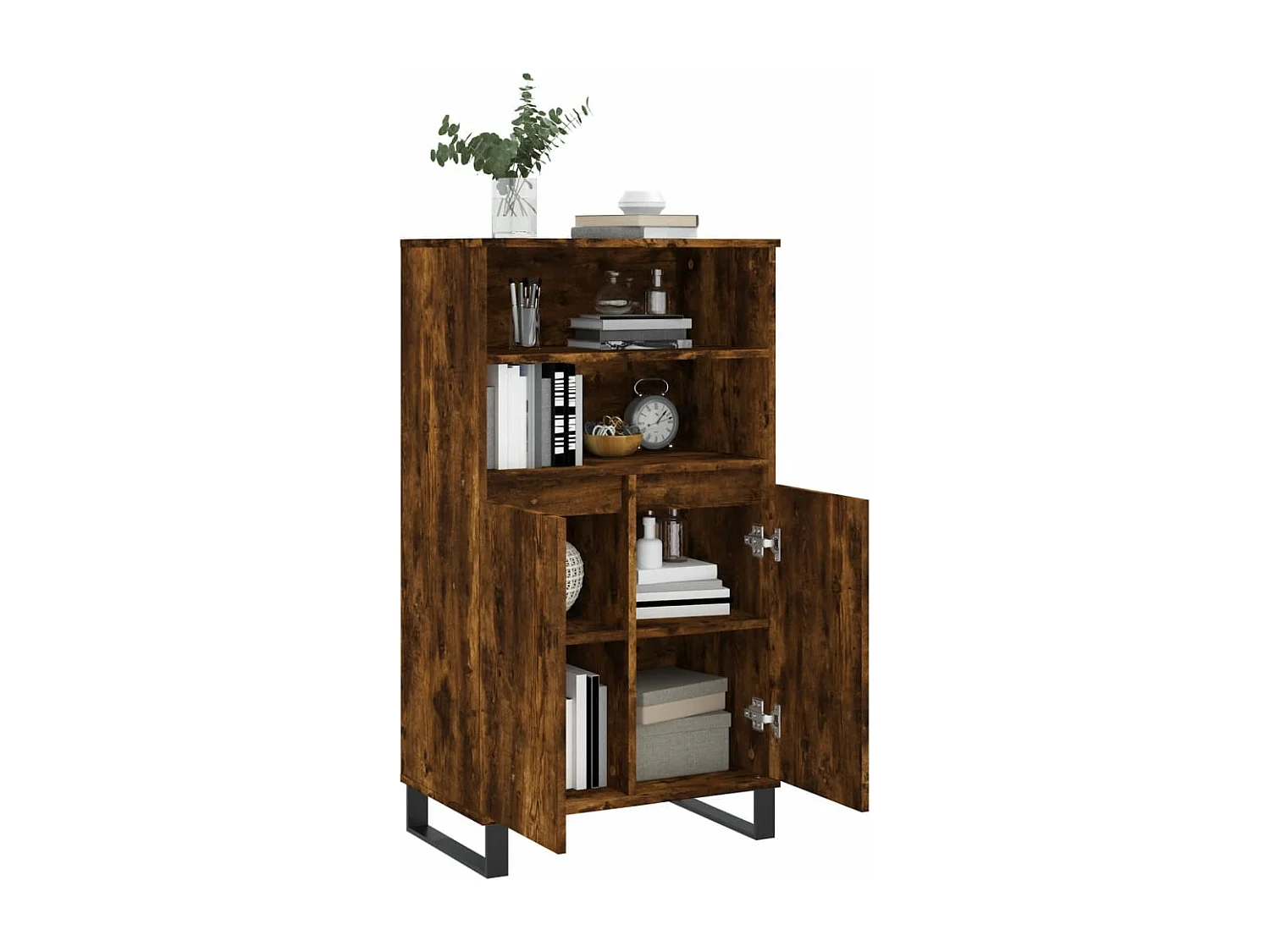 Aparador alto madera contrachapada roble ahumado 60x36x110 cm