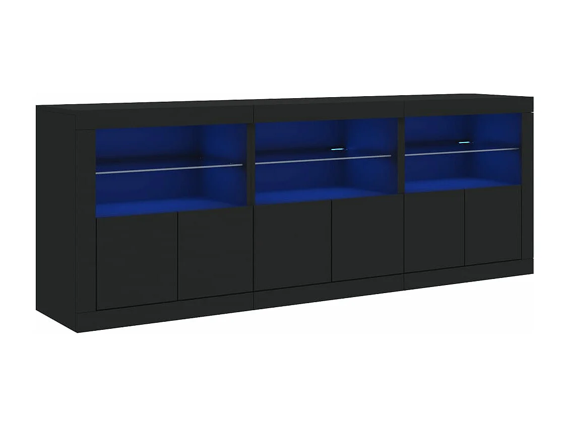 Buffet avec lumières LED noir 181,5x37x67 cm