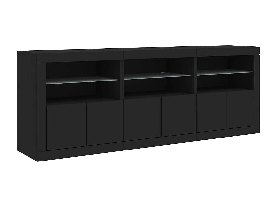 Buffet avec lumières LED noir 181,5x37x67 cm