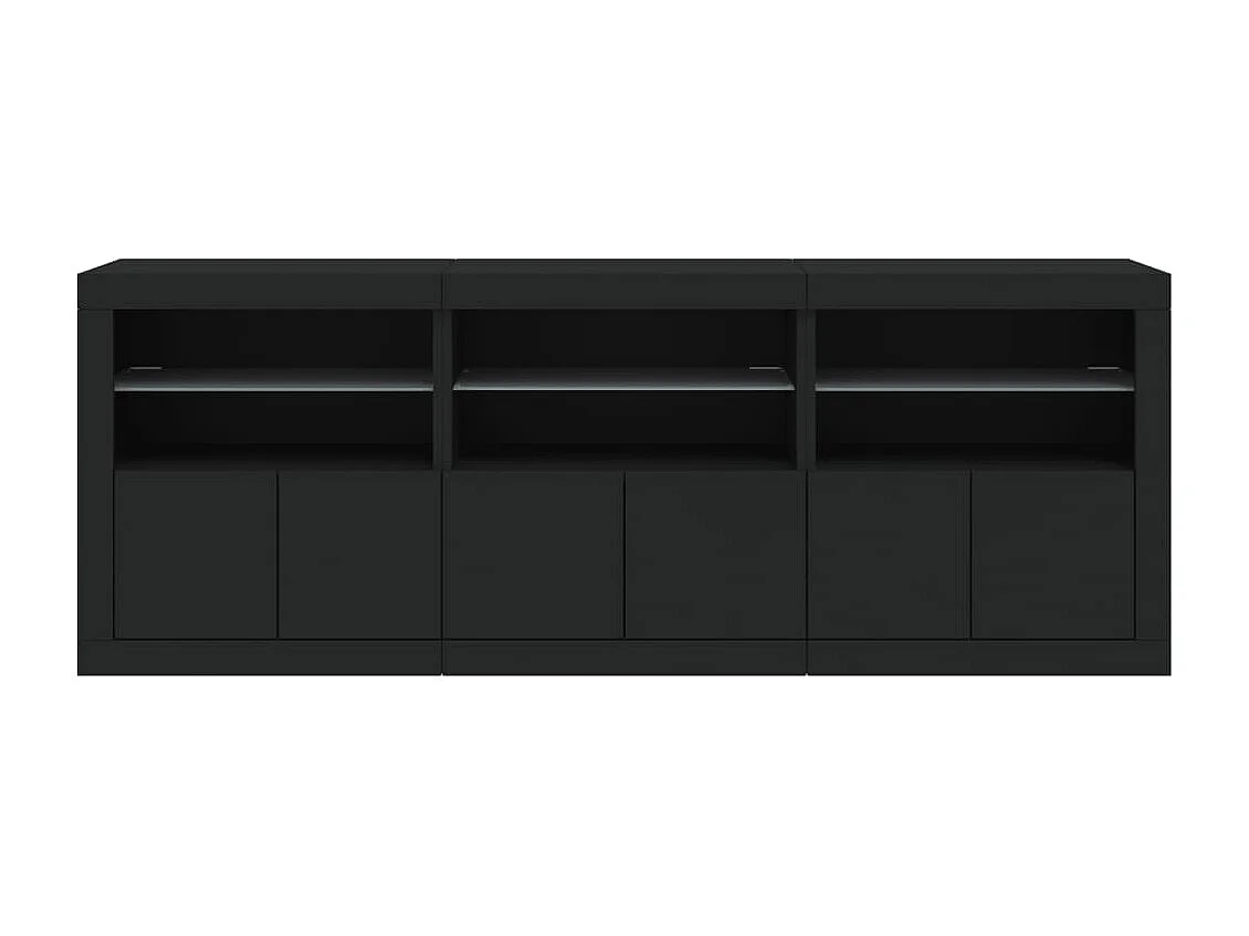 Buffet avec lumières LED noir 181,5x37x67 cm