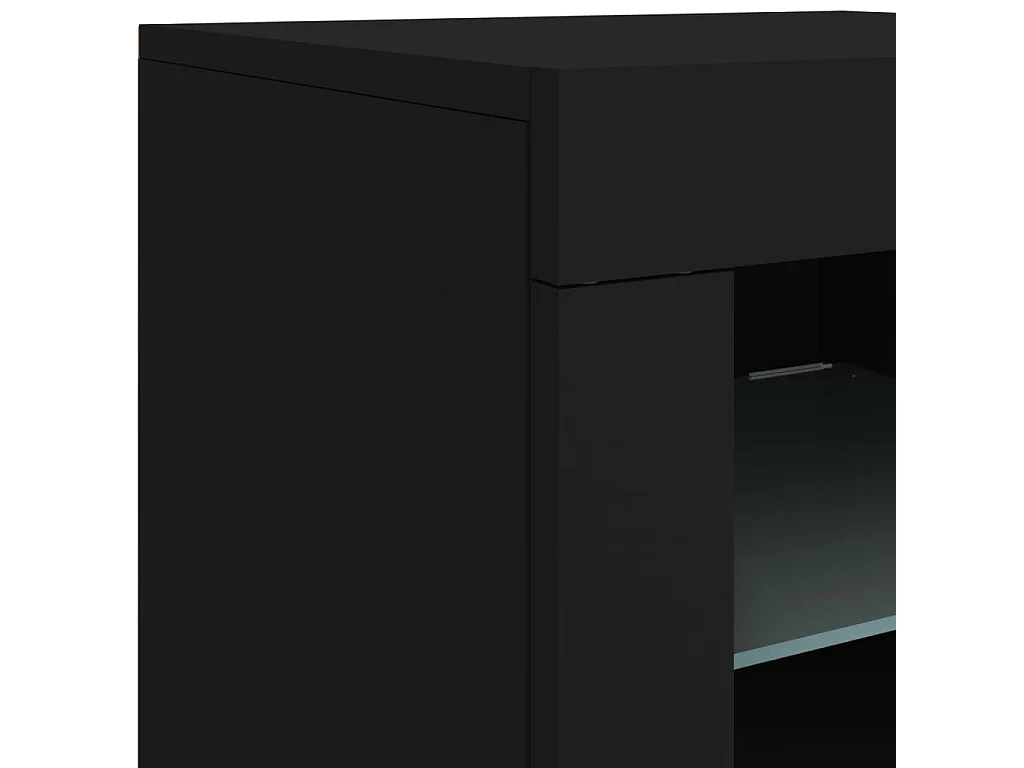 Buffet avec lumières LED noir 181,5x37x67 cm