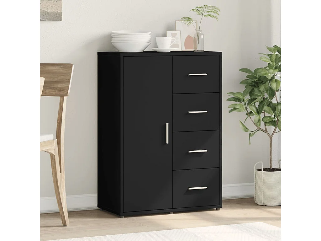 Buffet noir 60x31x84 cm bois d'ingénierie