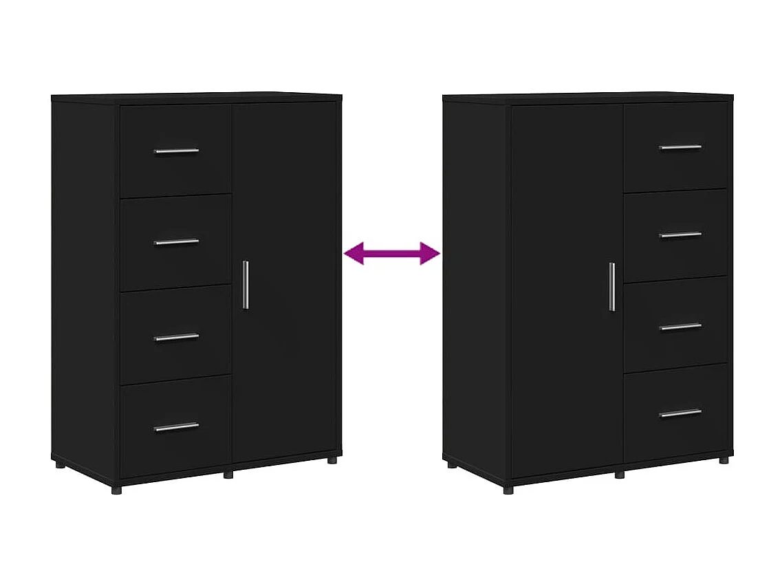 Buffet noir 60x31x84 cm bois d'ingénierie