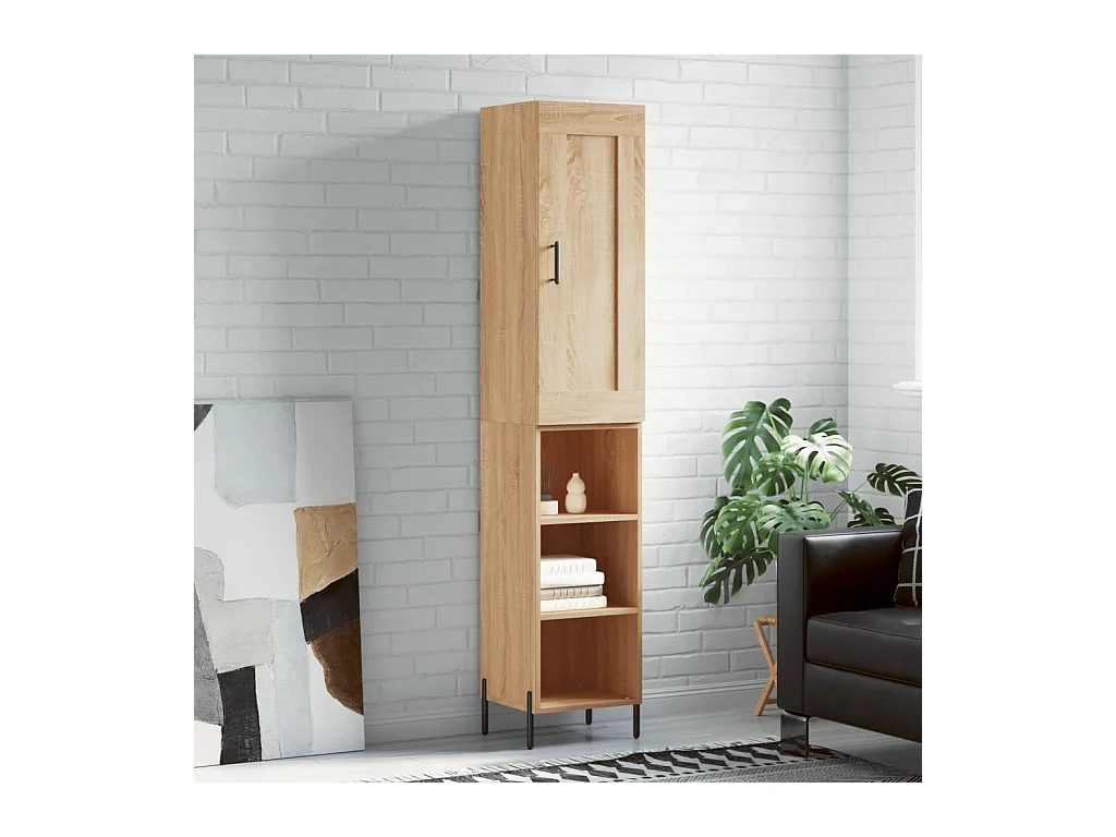 Hoge kast 34,5x34x180 cm bewerkt hout sonoma eikenkleurig