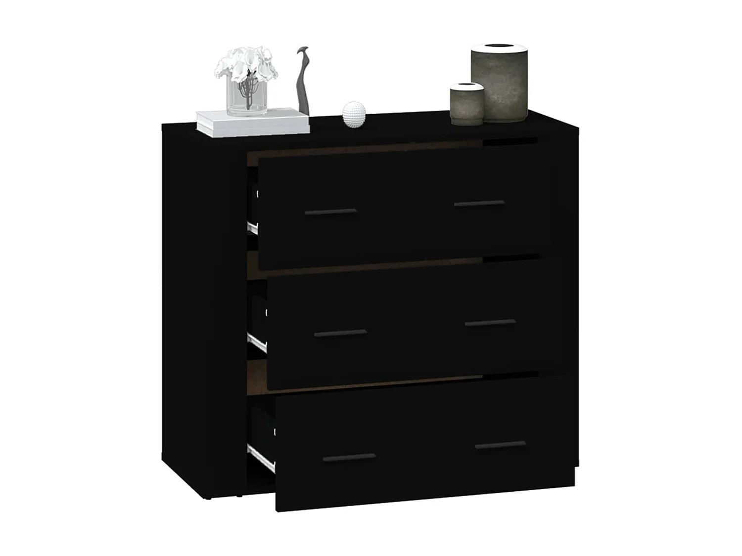 Buffet Noir 80x33x70 cm Bois d'ingénierie