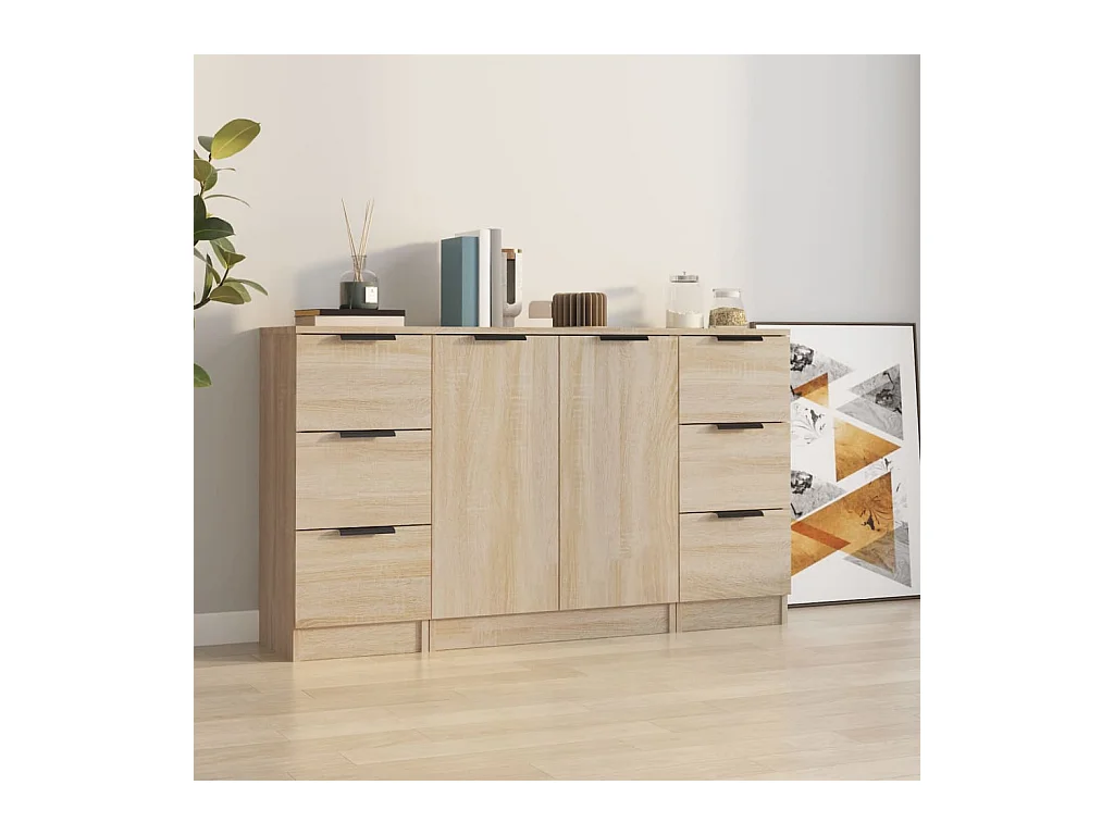 Buffets 3 pièces Chêne sonoma Bois d'ingénierie
