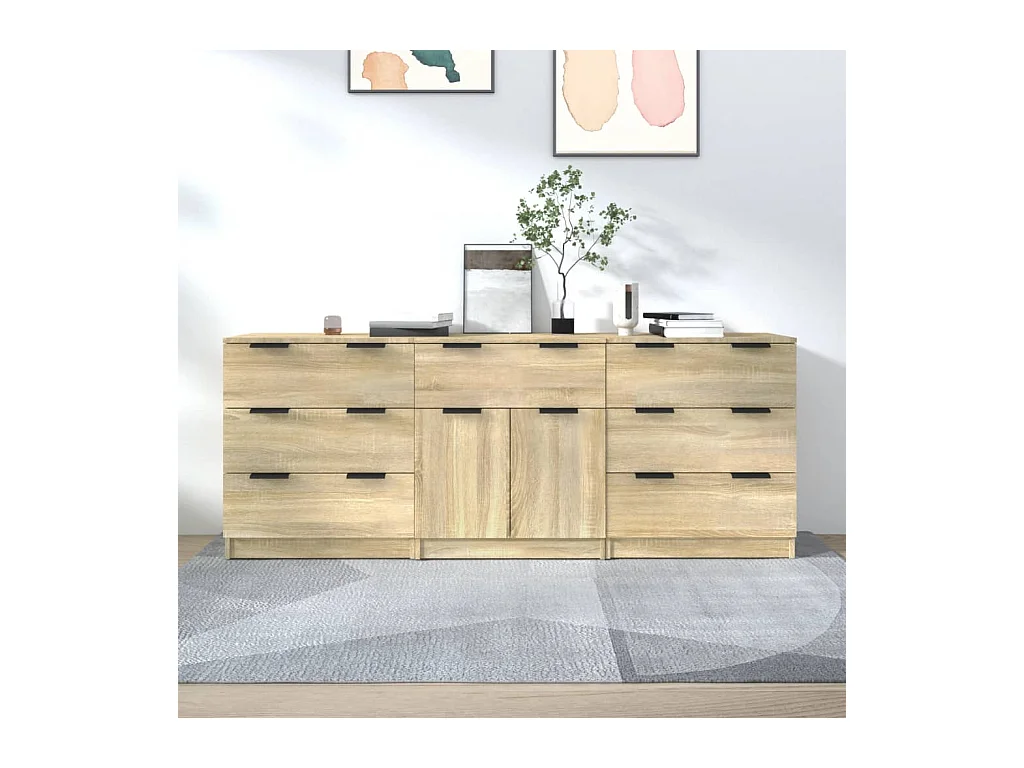 Buffets 3 pièces Chêne sonoma Bois d'ingénierie