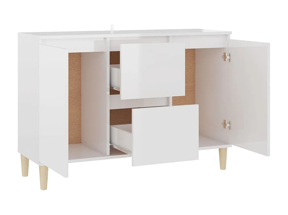 Dressoir 101x35x70 cm bewerkt hout hoogglans wit