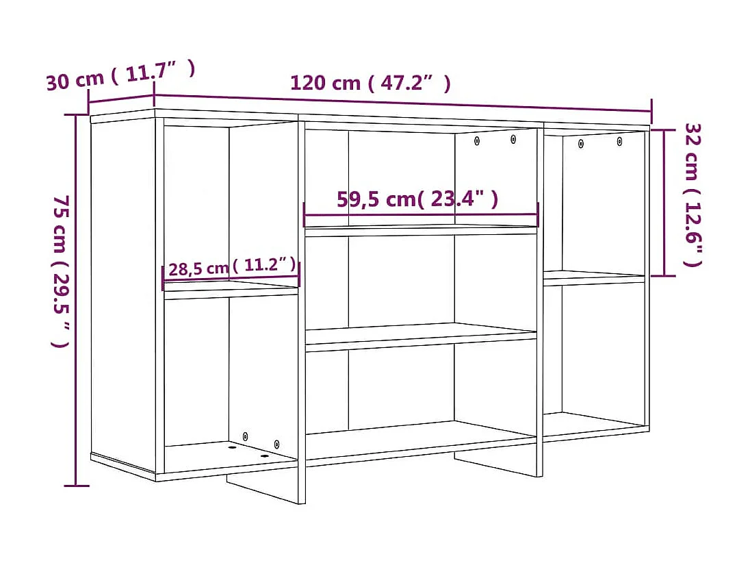 Buffet chêne sonoma 120x30x75 cm bois d'ingénierie