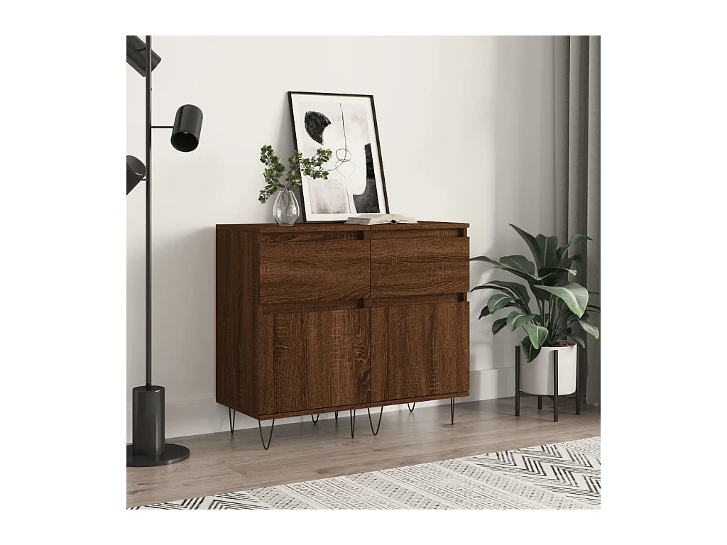 Buffets 2 pièces chêne marron 40x35x70 cm bois d'ingénierie