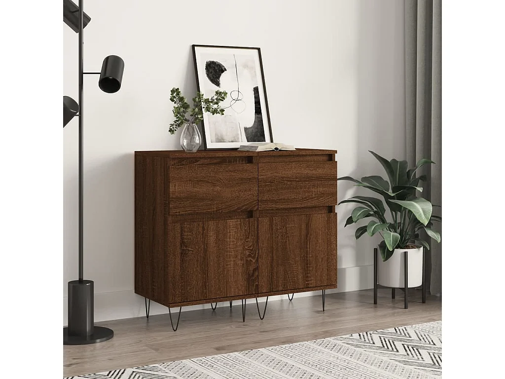 Buffets 2 pièces chêne marron 40x35x70 cm bois d'ingénierie