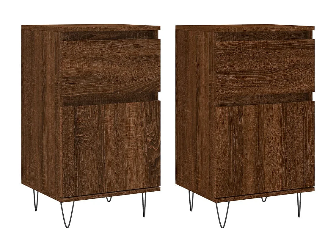 Buffets 2 pièces chêne marron 40x35x70 cm bois d'ingénierie