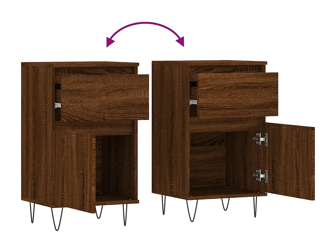 Buffets 2 pièces chêne marron 40x35x70 cm bois d'ingénierie