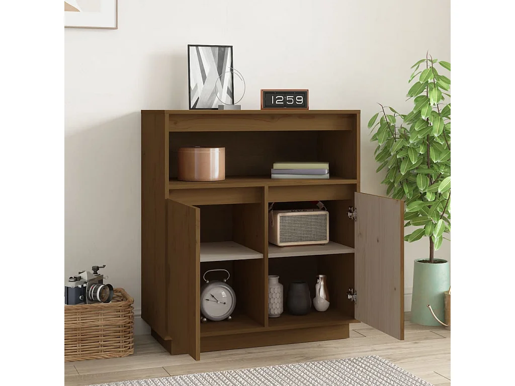 Buffet Marron miel 70x34x80 cm Bois massif de pin