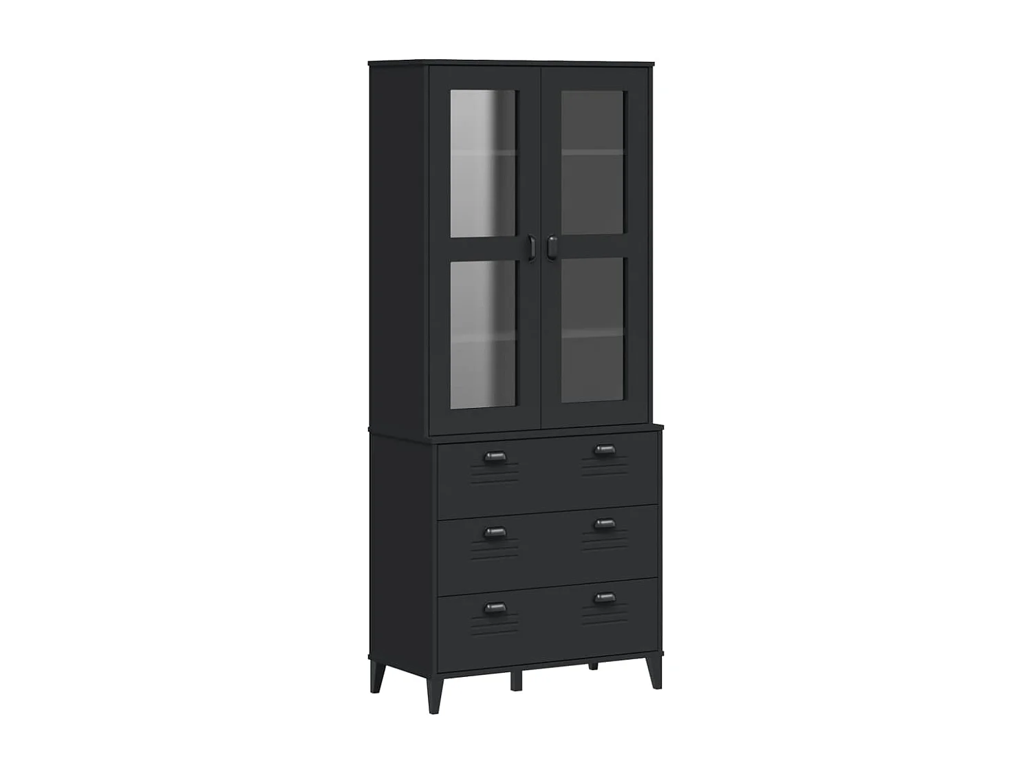 Buffet VIKEN noir 80x40x190 cm bois massif de pin