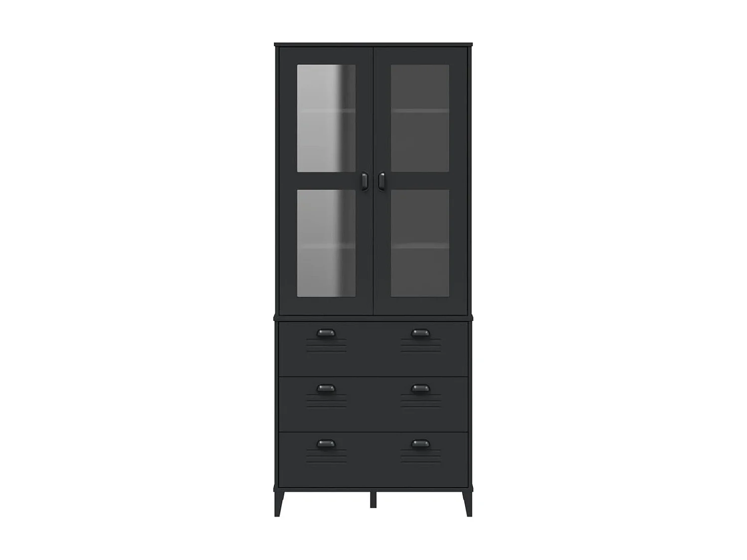 Buffet VIKEN noir 80x40x190 cm bois massif de pin