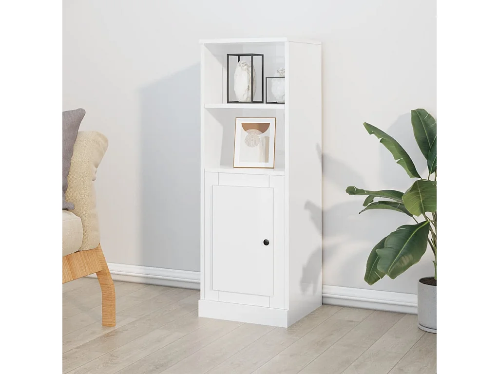 Aparador alto 36x35,5x103,5 cm deriv. madeira branco brilhante