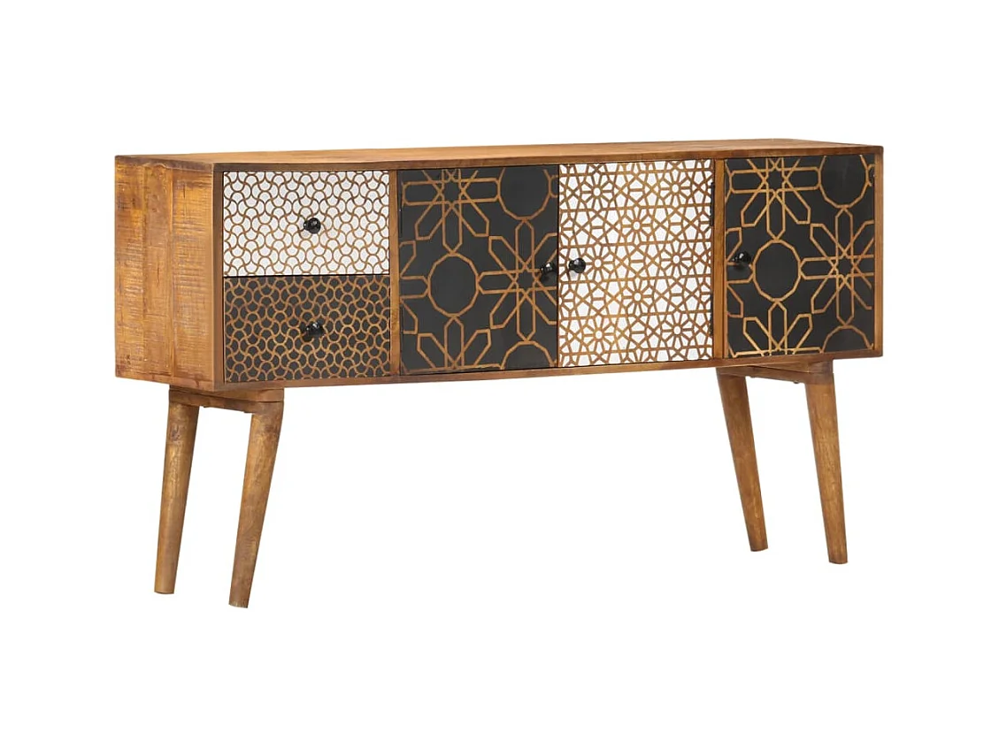 Buffet avec motif imprimé 130x30x70 cm Bois de manguier massif
