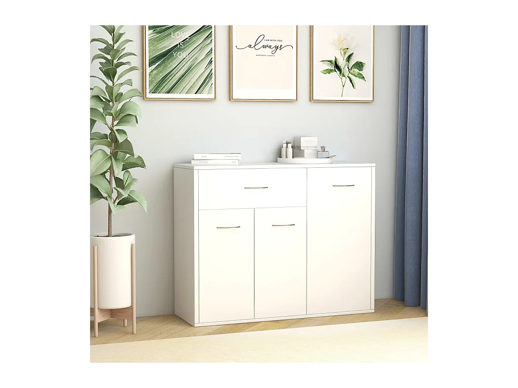 Buffet Blanc 88x30x70 cm Bois d'ingénierie
