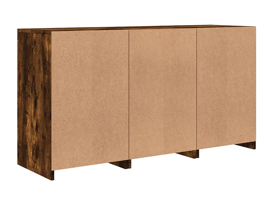 Buffet avec lumières LED chêne fumé 123x37x67 cm